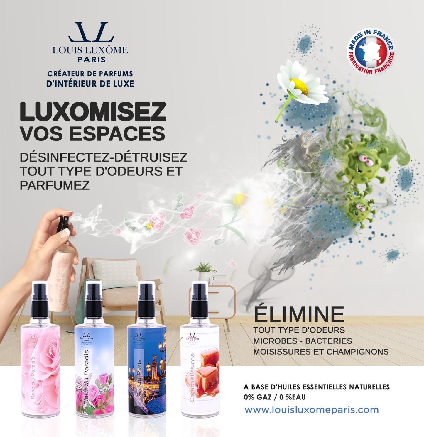 Le Spray Luxômiseur Tout en 1 Multi-usages le plus complet et puissant du Monde :AIR DE PARIS
