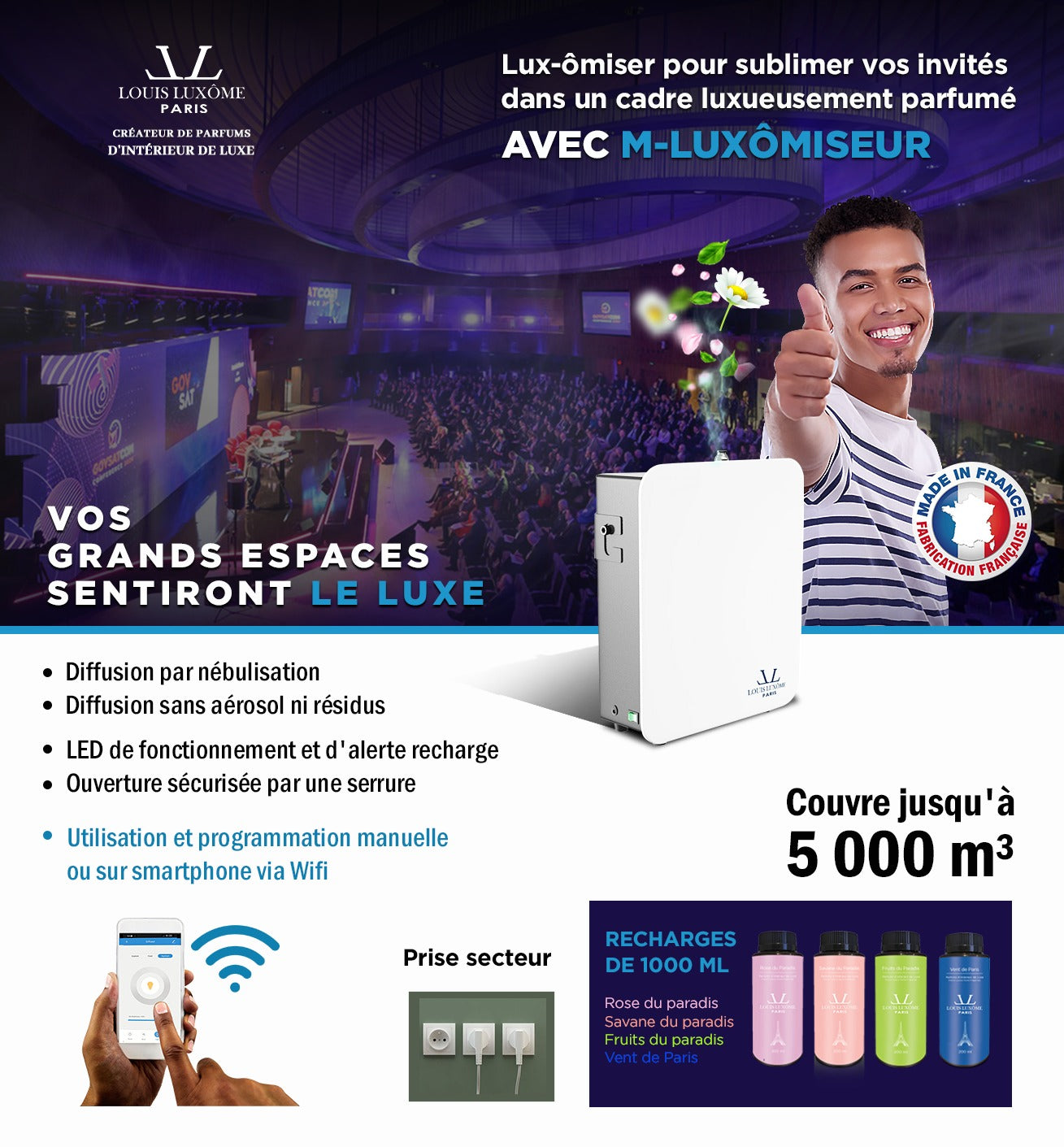 M-Luxômiseur: Système de diffusion de parfum d'intérieur connecté pour Hyper grands espaces