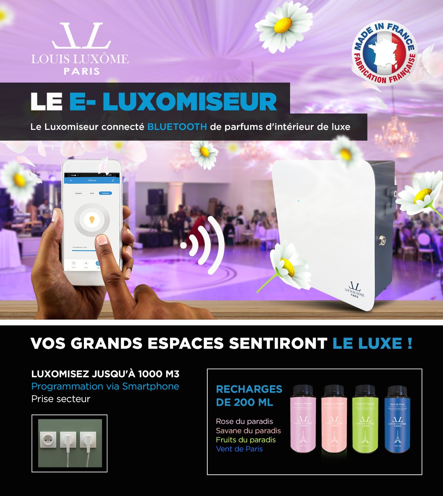 E-LUXÔMISEUR: Dispositif de diffusion connecté de parfums d'intérieur de luxe pour Grands Espaces