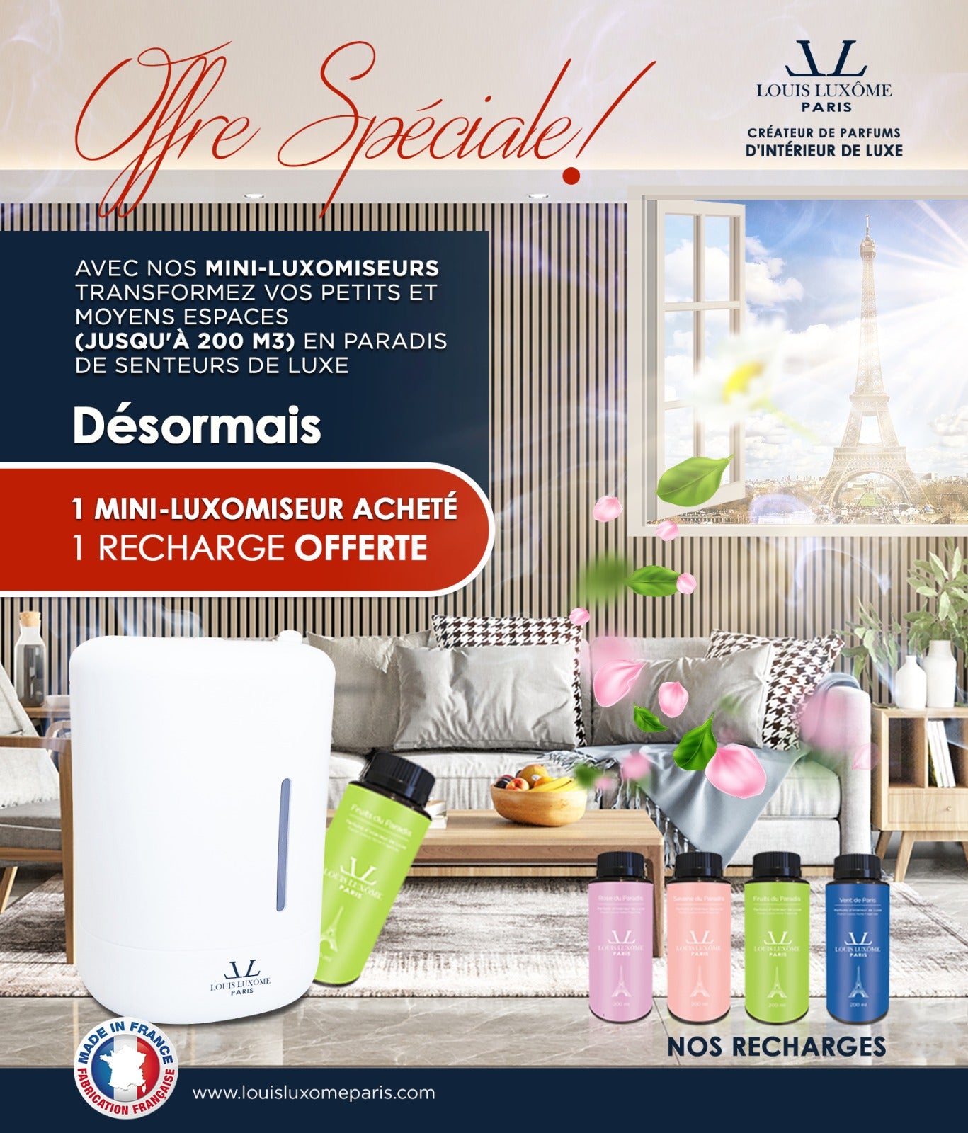 Le MINI-LUXÔMISEUR: Dispositif de diffusion de parfum d'intérieur de luxe pour Petits et Moyens Espaces